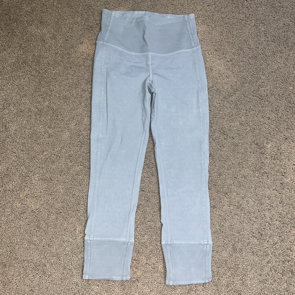 Lululemon Wunder Under Crop 23" Ribbed Washed French Clay Gray 4 - Picture 2 of 6